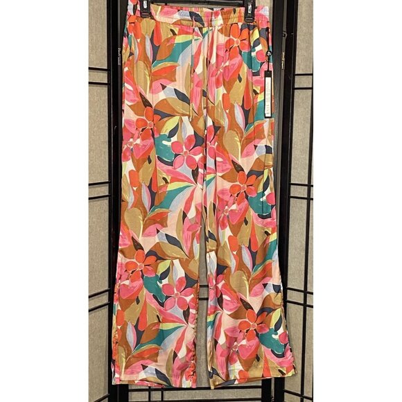 Charlie By CWB Apparel Pants - Charlie CWB Apparel Wide Leg Floral Womens Pants Sz M Poly Spandex With Pockets